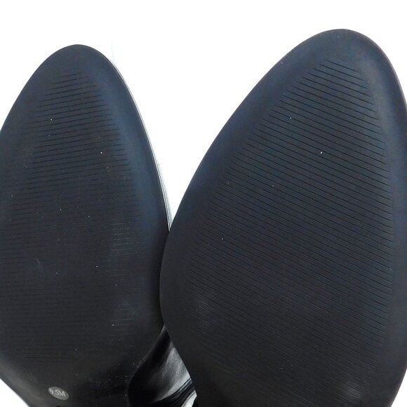 Black Leather Booties Ankle Boots Size 9.5 Block Heel Alfani Step Flex Zipper - Picture 10 of 10